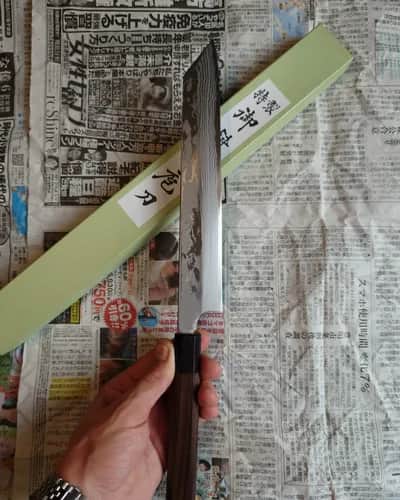 Ніж Янагіба, (Yanagiba - Kiritsuke), Hideo Kitaoka, сталь Shirogami 1 - Thumbnail 2