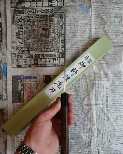 Ніж Янагіба, (Yanagiba - Kiritsuke), Hideo Kitaoka, сталь Shirogami 1 - Thumbnail 6