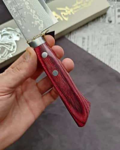 Ніж Сантоку (Santoku) 170mm, Kunio Masutani, сталь VG10 - Thumbnail 4